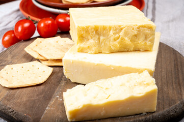 British cheeses collection, Scottish coloured and English matured cheddar cheeses