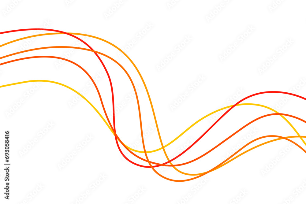 Wall mural abstract wave line flow curve wavy twist element vector orange red yellow. sound audio volume stripe