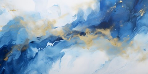 Closeup of abstract rough blue white gold art painting texture