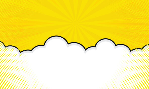 Yellow comic background with cloud cartoon