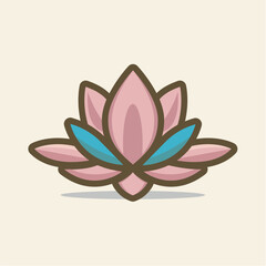 Beautiful lotus flower illustration in flat style.