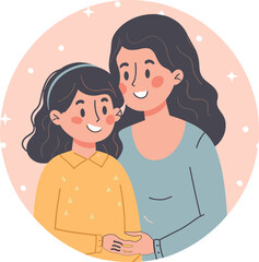 Mother and Daughter Vector Happy Mother's Day illustration