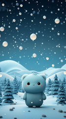 Fototapeta premium Christmas background with snowy fir trees