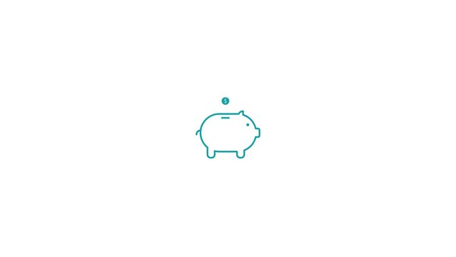piggy bank, stock, real estate and bonds animation icon