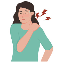 Portrait woman having shoulder neck pain illustration