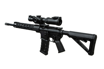 Modern automatic carbine with optical sight. Weapons for police, special forces and the army....