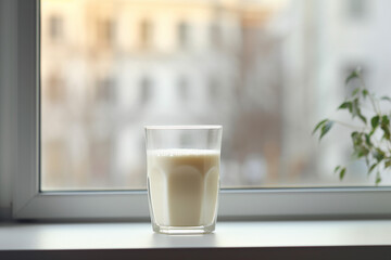 Milk in a window blurred background