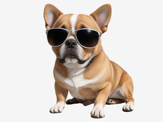 Chihuahua dog wearing cool sunglasses for summer travel on transparent background PNG ai image 