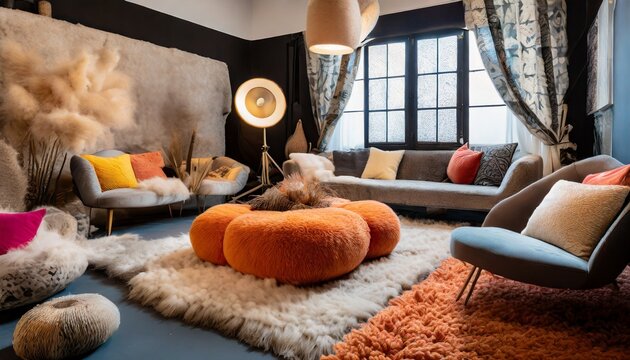 A padded-walled room filled with cushions and fluffy rugs