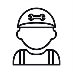 Technician icon with simple silhouette design isolated on white background, Repairman icon