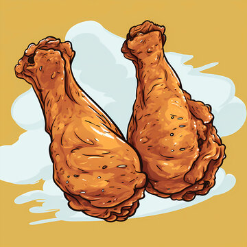 Hand drawn cartoon delicious fried chicken legs illustration picture
