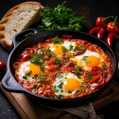 Shakshuka: Poached Eggs in Spicy Tomato Sauce with Cumin