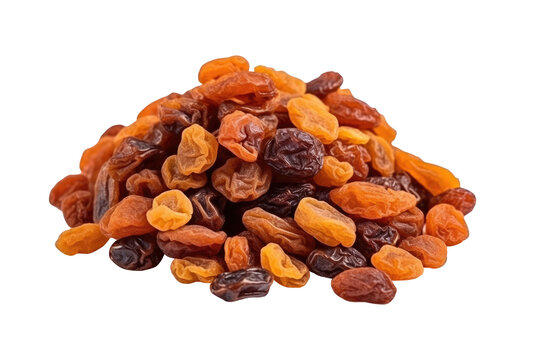 Dried raisins isolated on transparent background.