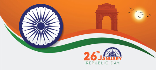 republic day Indian 26 January vector poster