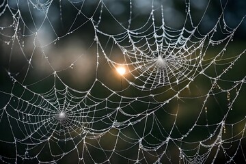  Spiderwebs in a misty morning.