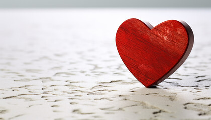 Fototapeta premium Romantic heart shaped sand on a beautiful beach generated by AI