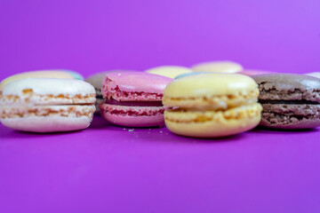 colorful elegant Macaroons on colorful background 