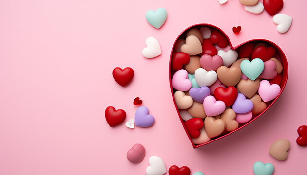 Romantic heart shapes celebrate love on February generated by AI