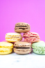 colorful elegant Macaroons on colorful background 