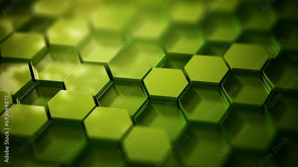 Poster vibrant geometric abstract background with mesmerizing green hexagonal elements and an elegant touch