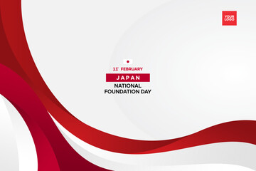 japan national day 11th february with wavy flag background.