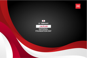 japan national day 11th february with wavy flag background. - obrazy, fototapety, plakaty