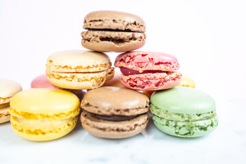 colorful elegant Macaroons on colorful background 
