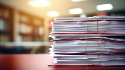 Stack of documents on the office desk