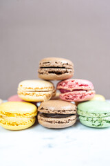 colorful elegant Macaroons on colorful background 