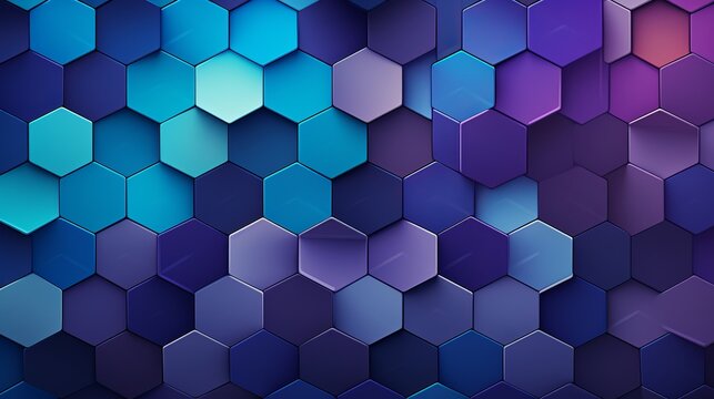 Geometric abstract background with hexagonal elements in cool tones and icy blue hues