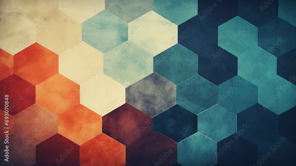 Poster stunning geometric abstract background with hexagonal elements in captivating cool color tones