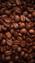 Close up on roasted coffee beans background wallpaper