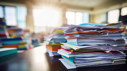 Stack of documents on the office desk