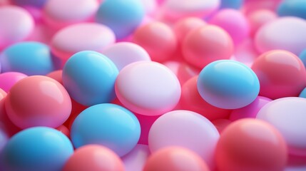 Pink and light blue colorful round candies background