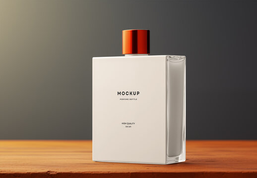 Perfume Bottle Mockup with Transparent Label. Generated With AI