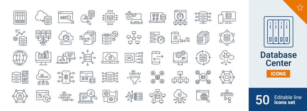 Database icons Pixel perfect. Backup, setup, network, ....
