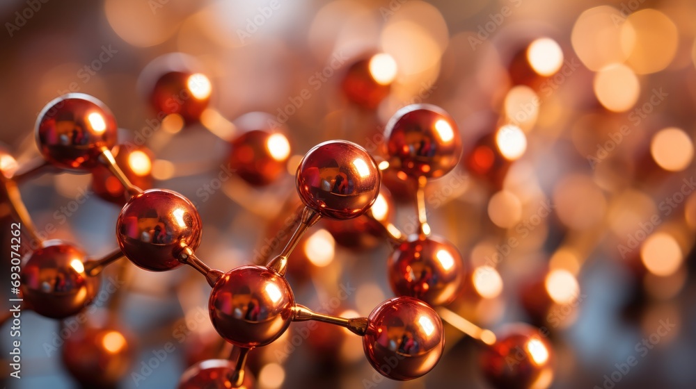 Wall mural abstract science background with atoms and molecules, illustration of molecular structure for backdr
