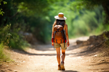 Active Trekker: Asian Woman Hiking in Summer