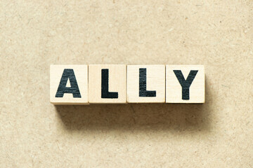 Alphabet letter block in word ally on wood background