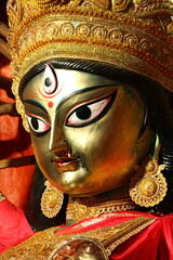Idol of Hindu Goddess Durga during Bengal's Durga Puja festival 