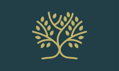 Botanical nature icon set. Modern tree logos. Plant symbols. 