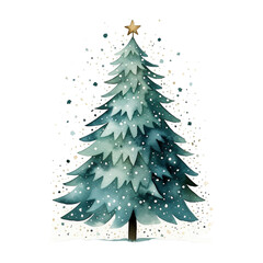 Water colour Christmas Tree Clipart