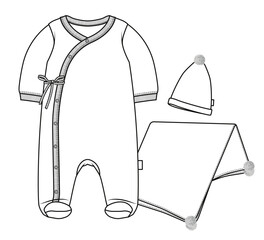 Baby Bodysuit, Baby Romper, baby fashion cad, baby fashion illustration 