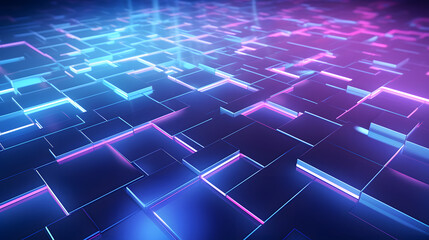 Obraz premium 3d rendering of purple and blue abstract geometric background. Scene for advertising, technology, showcase, banner, game, sport, cosmetic, business, metaverse. Sci-Fi Illustration. Product display