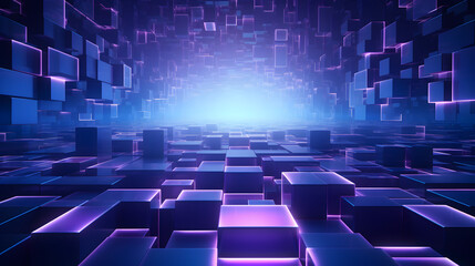 Fototapeta premium 3d rendering of purple and blue abstract geometric background. Scene for advertising, technology, showcase, banner, game, sport, cosmetic, business, metaverse. Sci-Fi Illustration. Product display