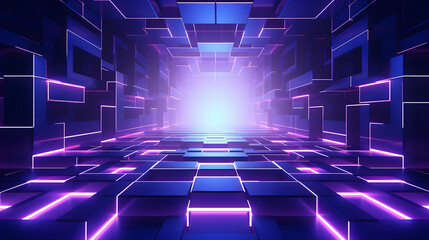 Fototapeta premium 3d rendering of purple and blue abstract geometric background. Scene for advertising, technology, showcase, banner, game, sport, cosmetic, business, metaverse. Sci-Fi Illustration. Product display