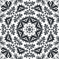 Obraz premium Black ornamental seamless vector pattern, on white background