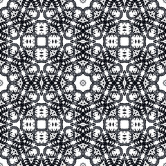 Black ornamental seamless vector pattern, on white background