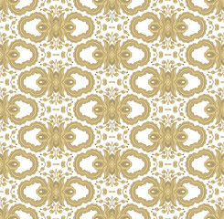 Fototapeta premium Golden -beige ornamental seamless vector pattern, on white background