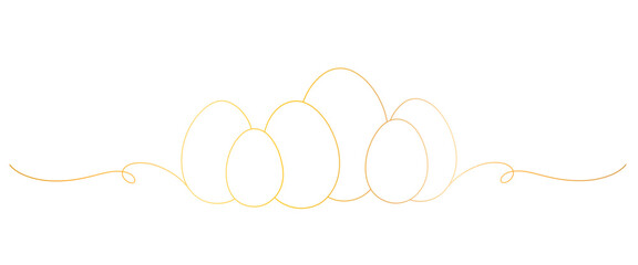Easter eggs golden line art style. easter element